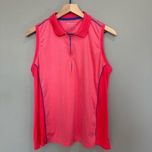 Peter Millar Coral Polo Shirt with Blue Trim Sz XL
